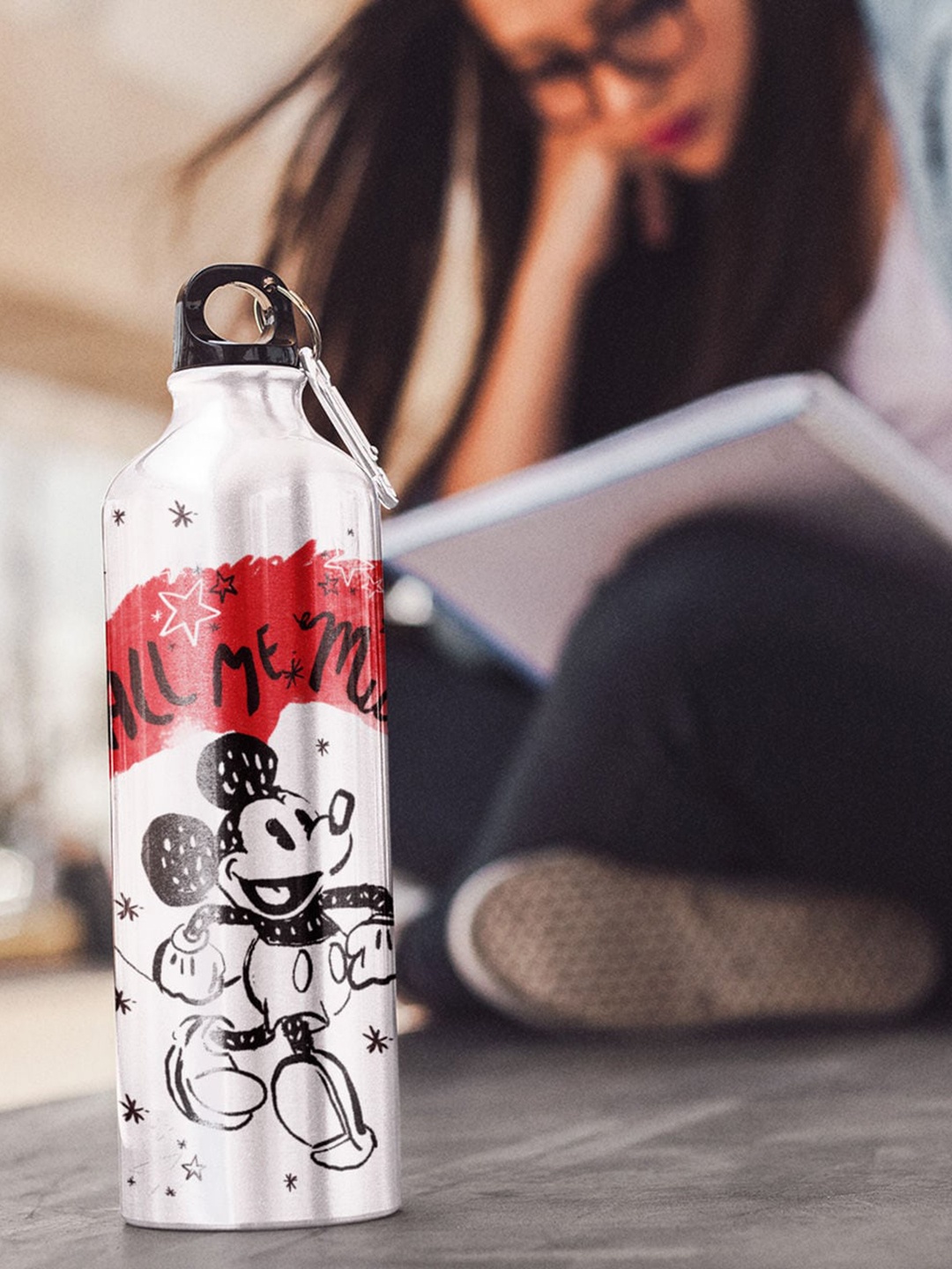 

macmerise Silver-Toned & Red Call Me Mickey - Sipper Bottles 750ml