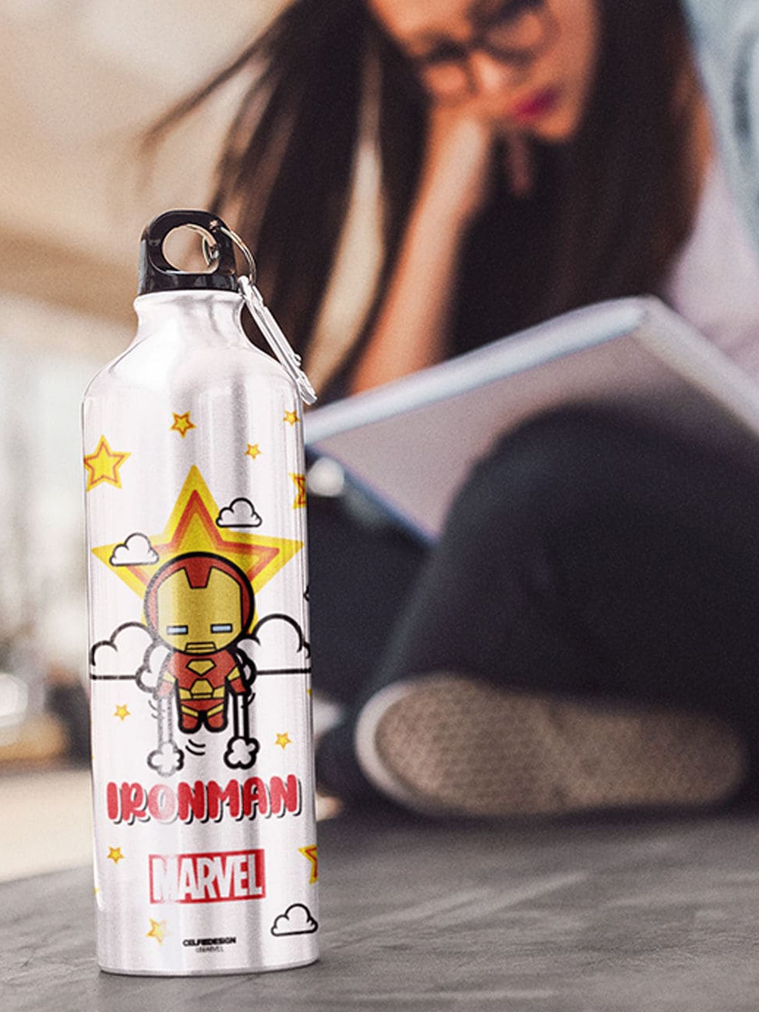 

macmerise Multi-Coloured Ironman Comic Kawaii Printed Sipper Bottle