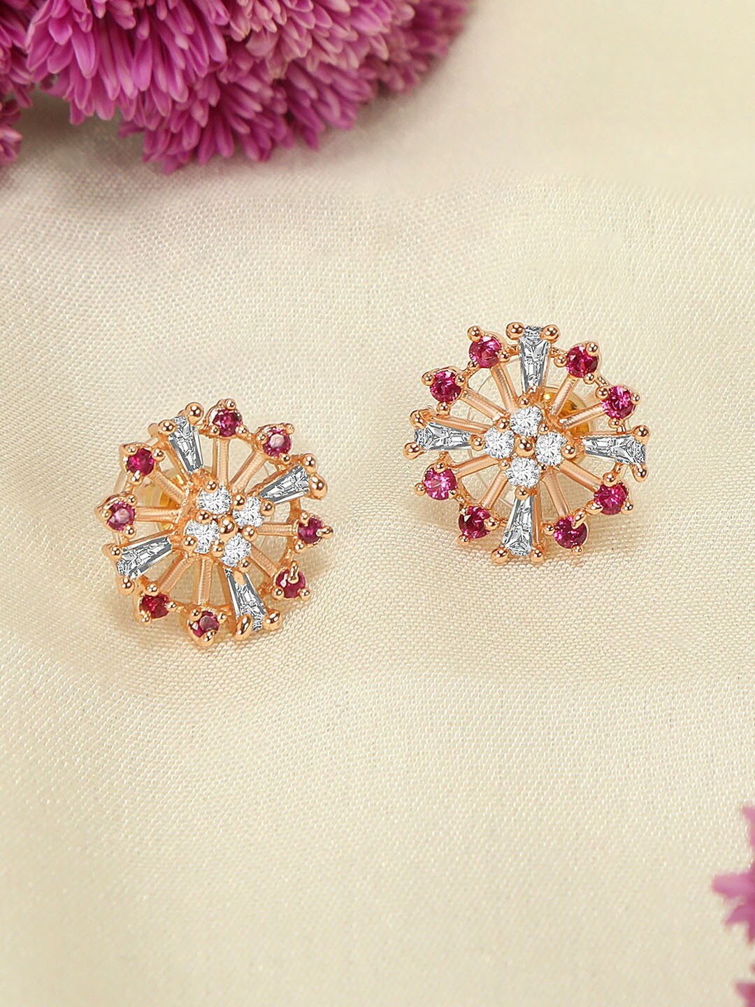 

ZINU Rose Gold Contemporary Studs Earrings