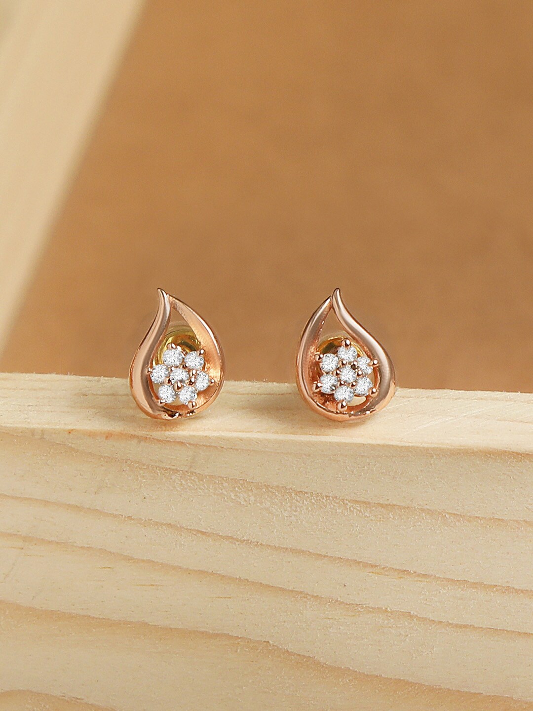 

ZINU Rose Gold Contemporary Studs Earrings