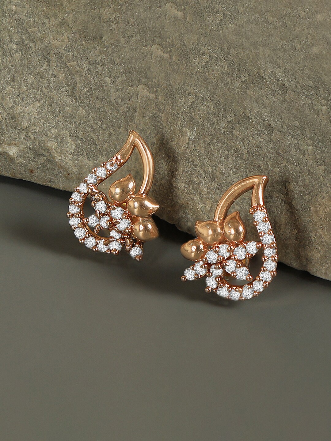 

ZINU Rose Gold Contemporary Studs Earrings