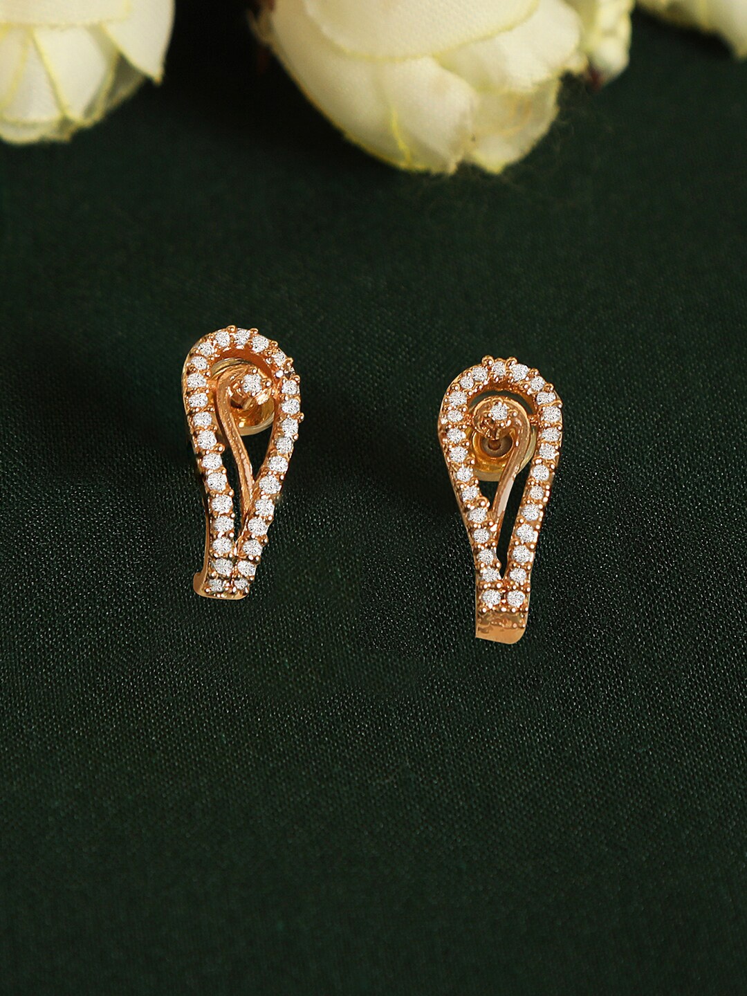 

ZINU Rose Gold Contemporary Studs Earrings