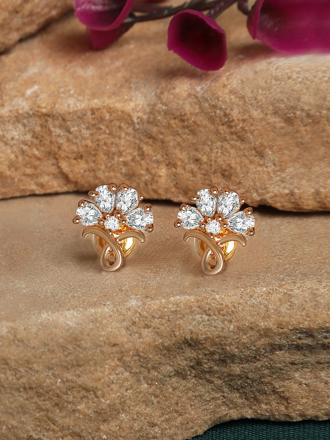 

ZINU Rose Gold Contemporary Studs Earrings