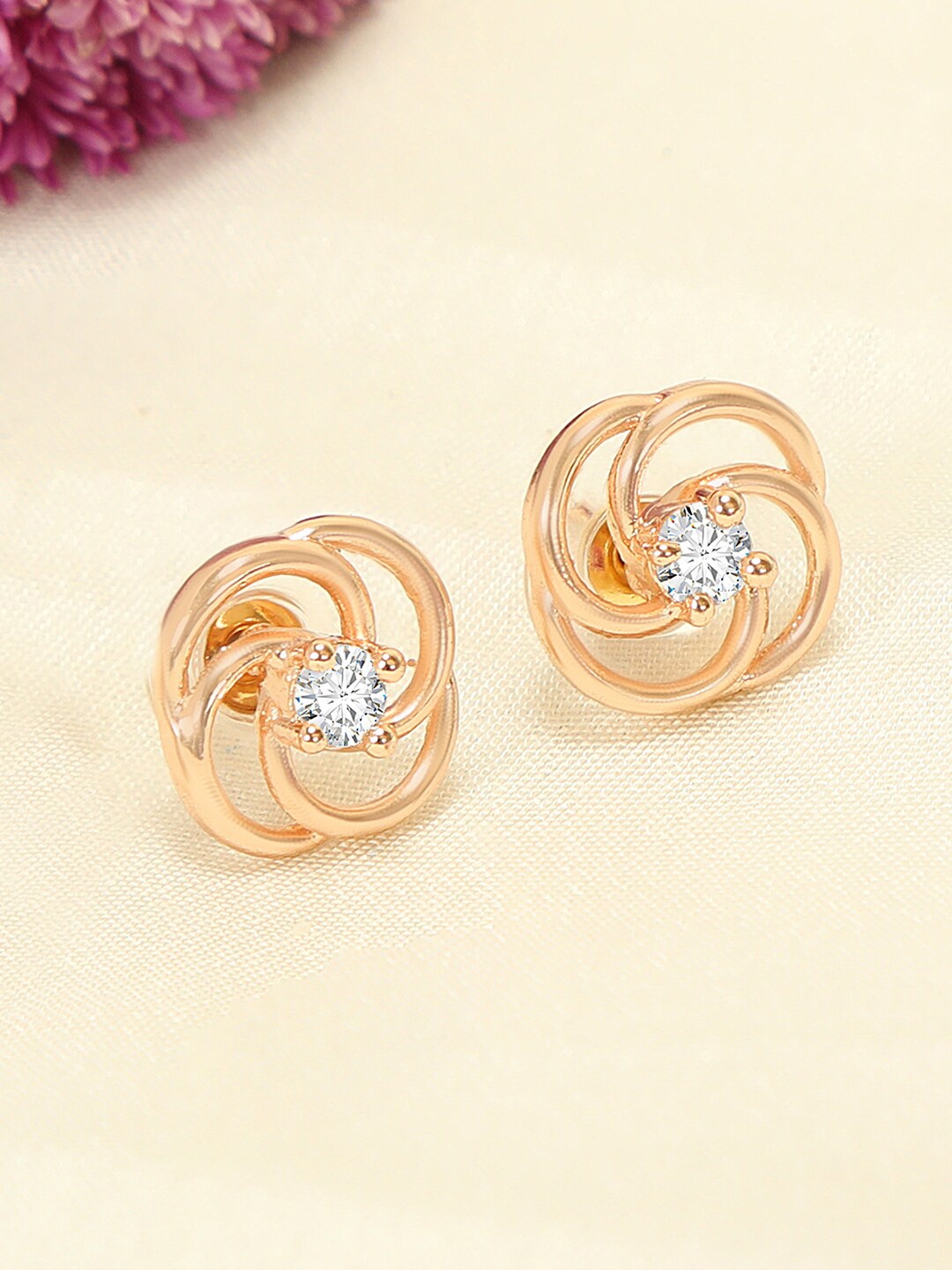 

ZINU Rose Gold Contemporary Studs Earrings