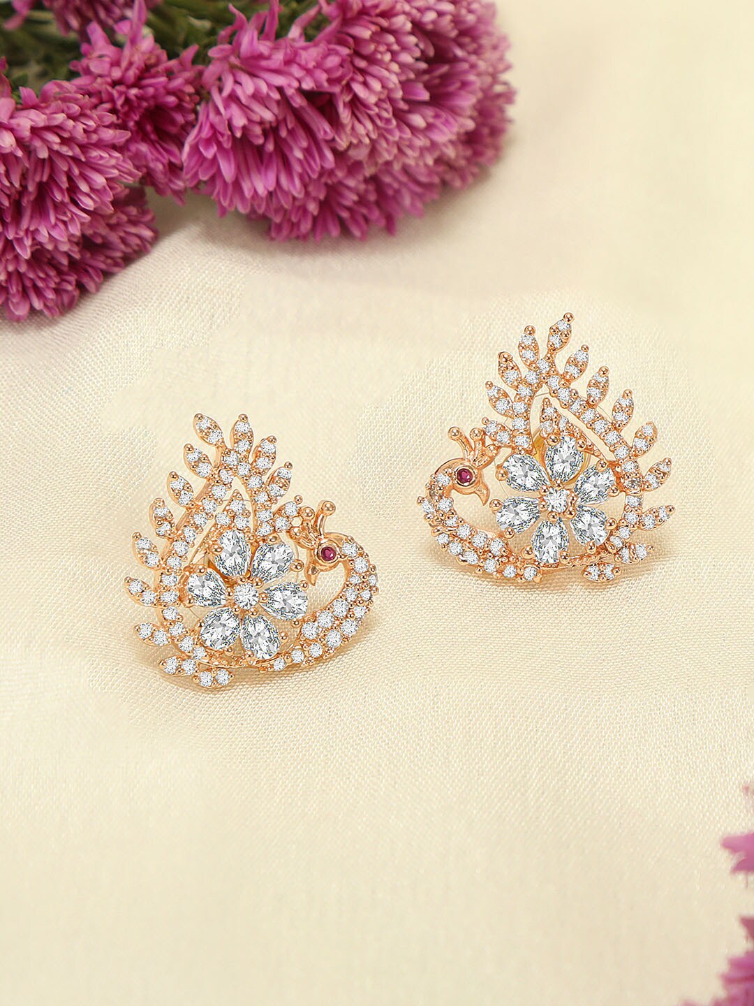 

ZINU Rose Gold Contemporary Studs Earrings