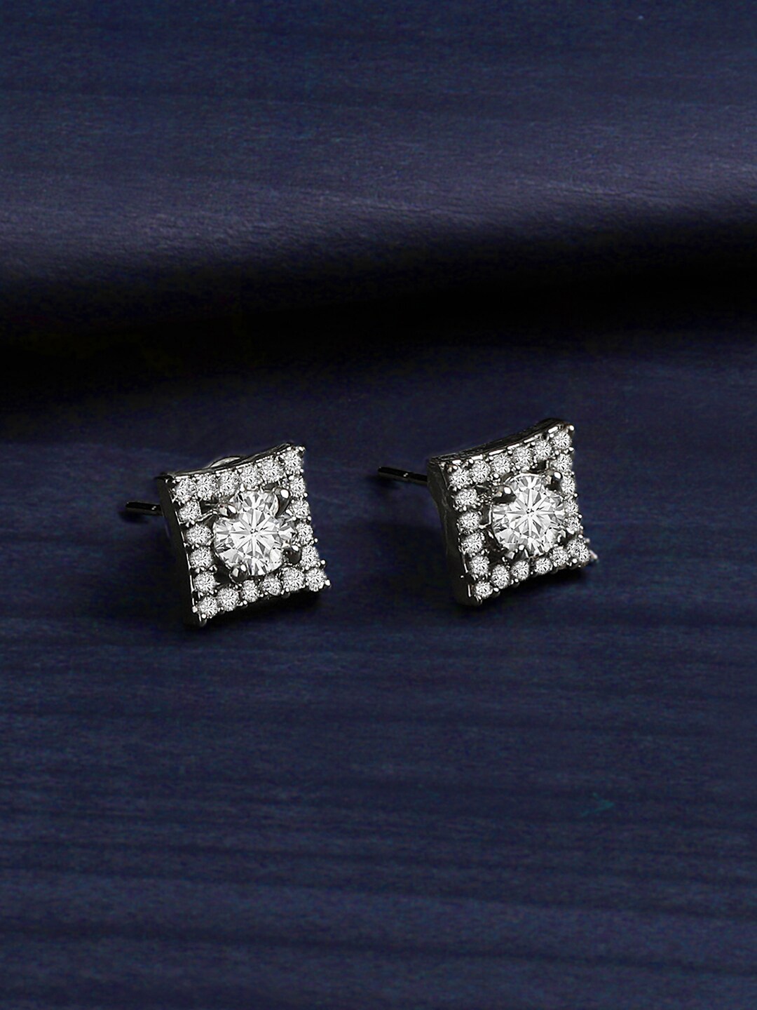 

ZINU Silver-Toned Contemporary Studs Earrings