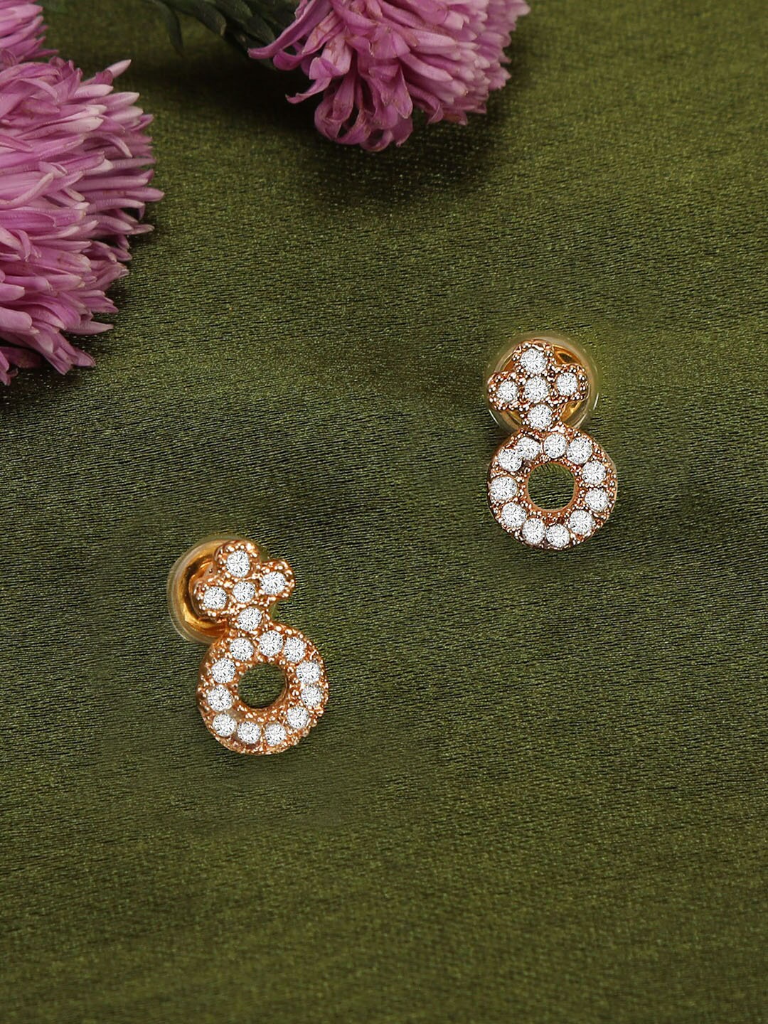 

ZINU Rose Gold Contemporary Studs Earrings