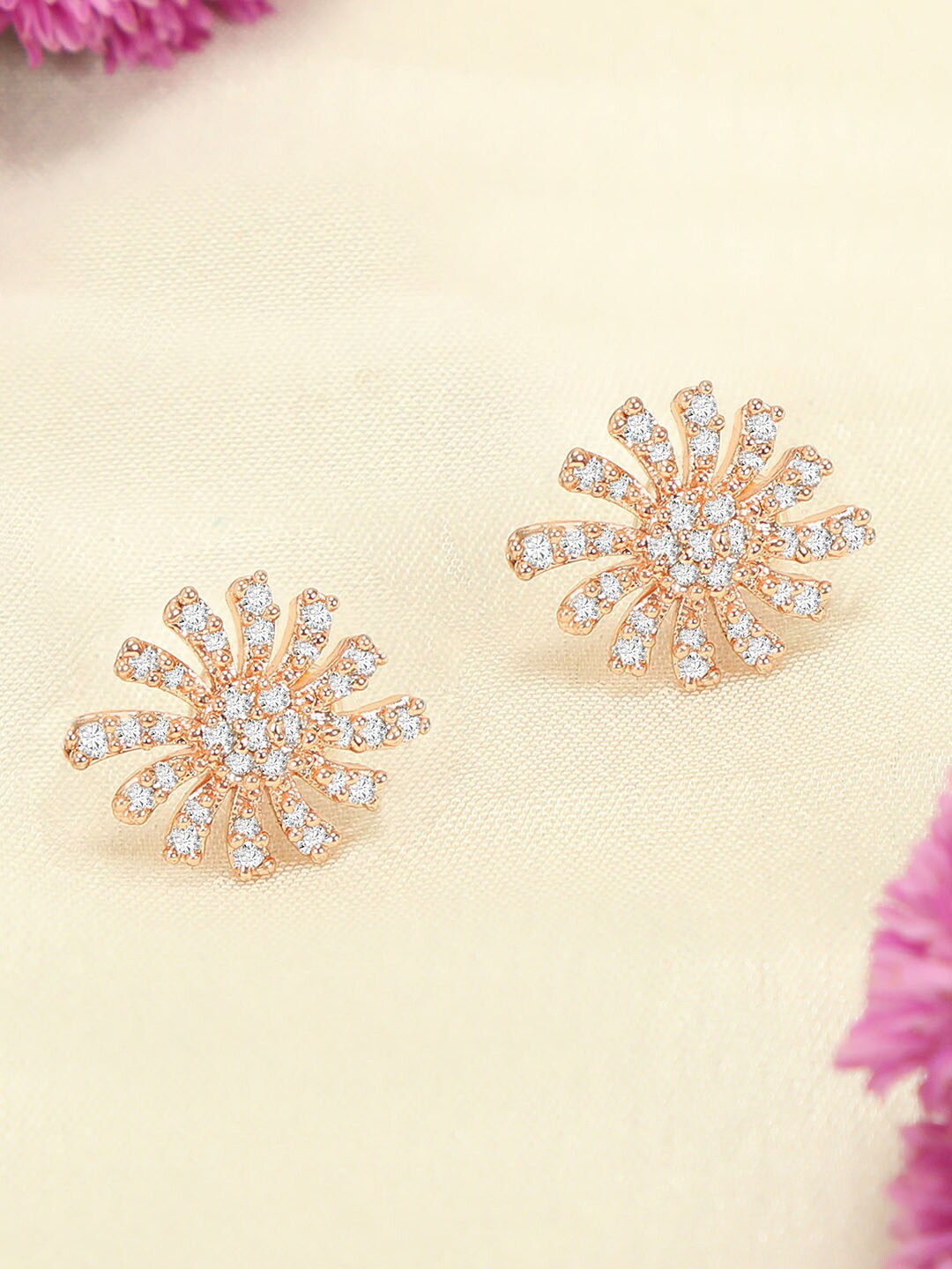 

ZINU Rose Gold Contemporary Studs Earrings