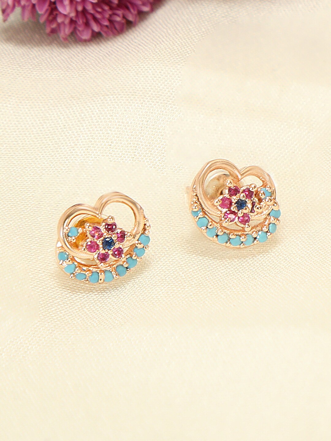 

ZINU Rose Gold Contemporary Studs Earrings