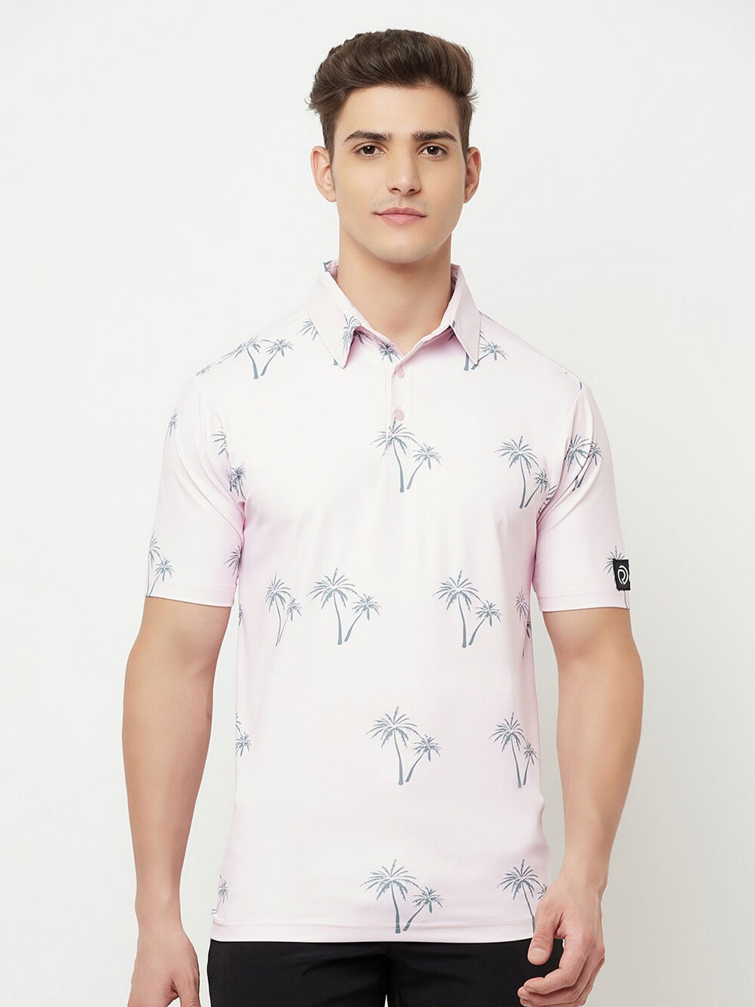 

Truerevo Men Pink Striped Polo Collar Running T-shirt