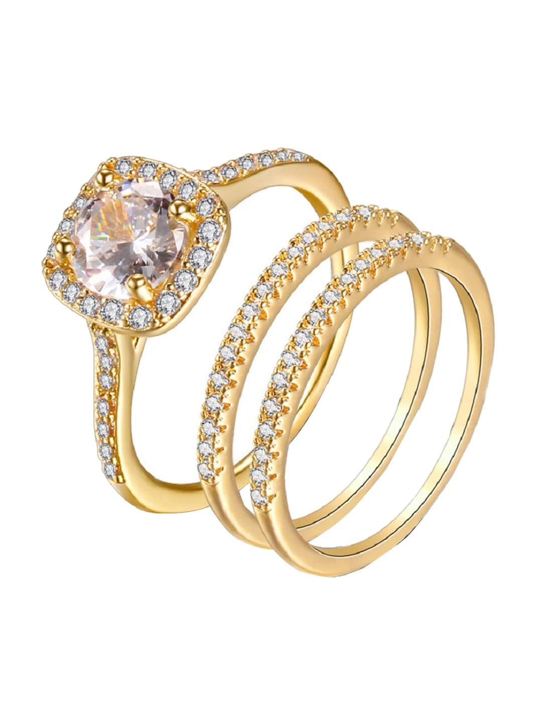 

SwaDev Women Set of 3 Gold-Plated Finger Rings
