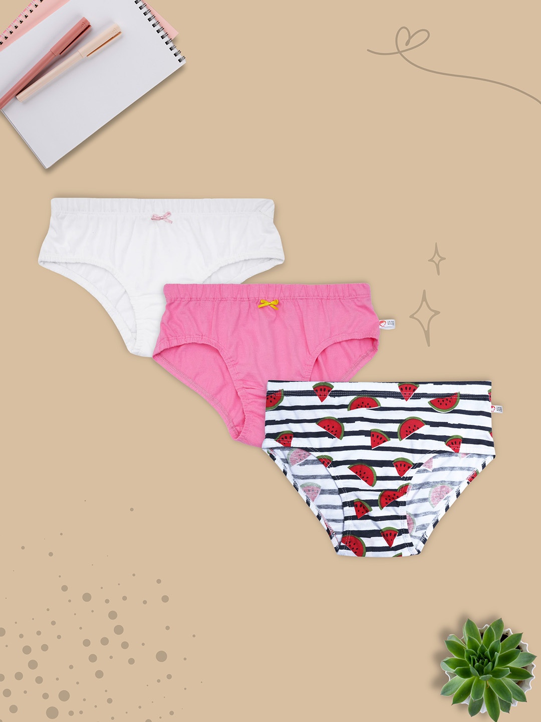 

DChica Girls Pack of 3 Basic Briefs DCPNMY7748/9-10, White