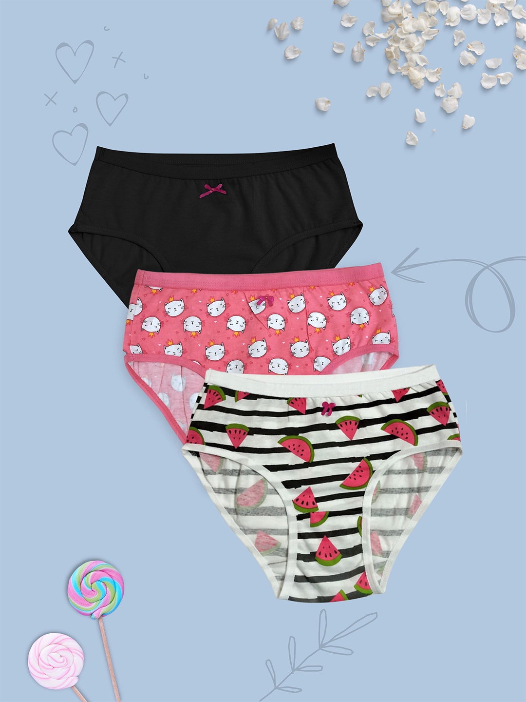 

DChica Girls Set Of 3 Knitted Basic Briefs, Black
