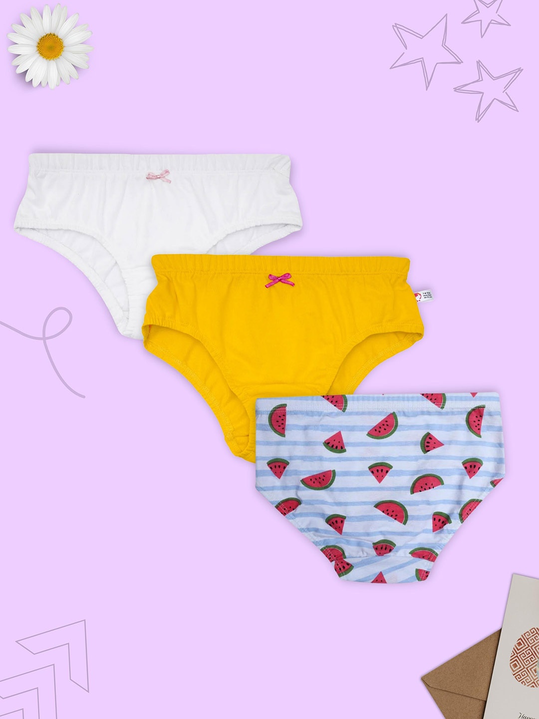 

D'chica Girls Pack of 3 Printed Briefs, White