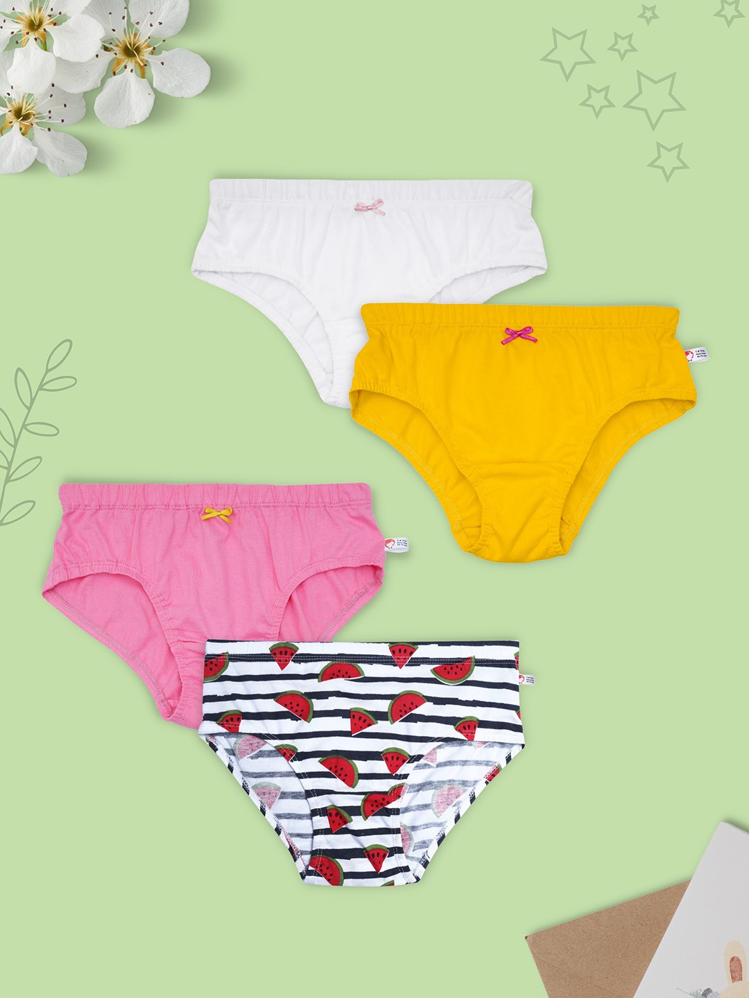 

DChica Girls Pack of 4 Printed Cotton Briefs DCPNMY7746/4-5-White