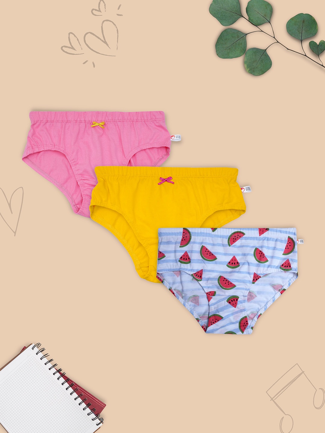

D'chica Girls Pack of 3 Briefs, Pink