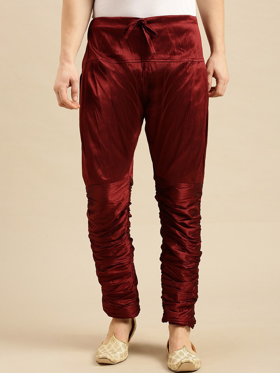 

Sanwara Men Maroon Solid Silk Pyjamas