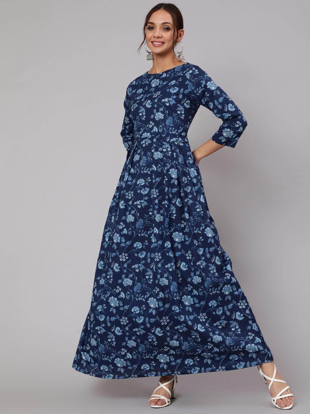 

Nayo Blue Floral Ethnic Maxi Dress