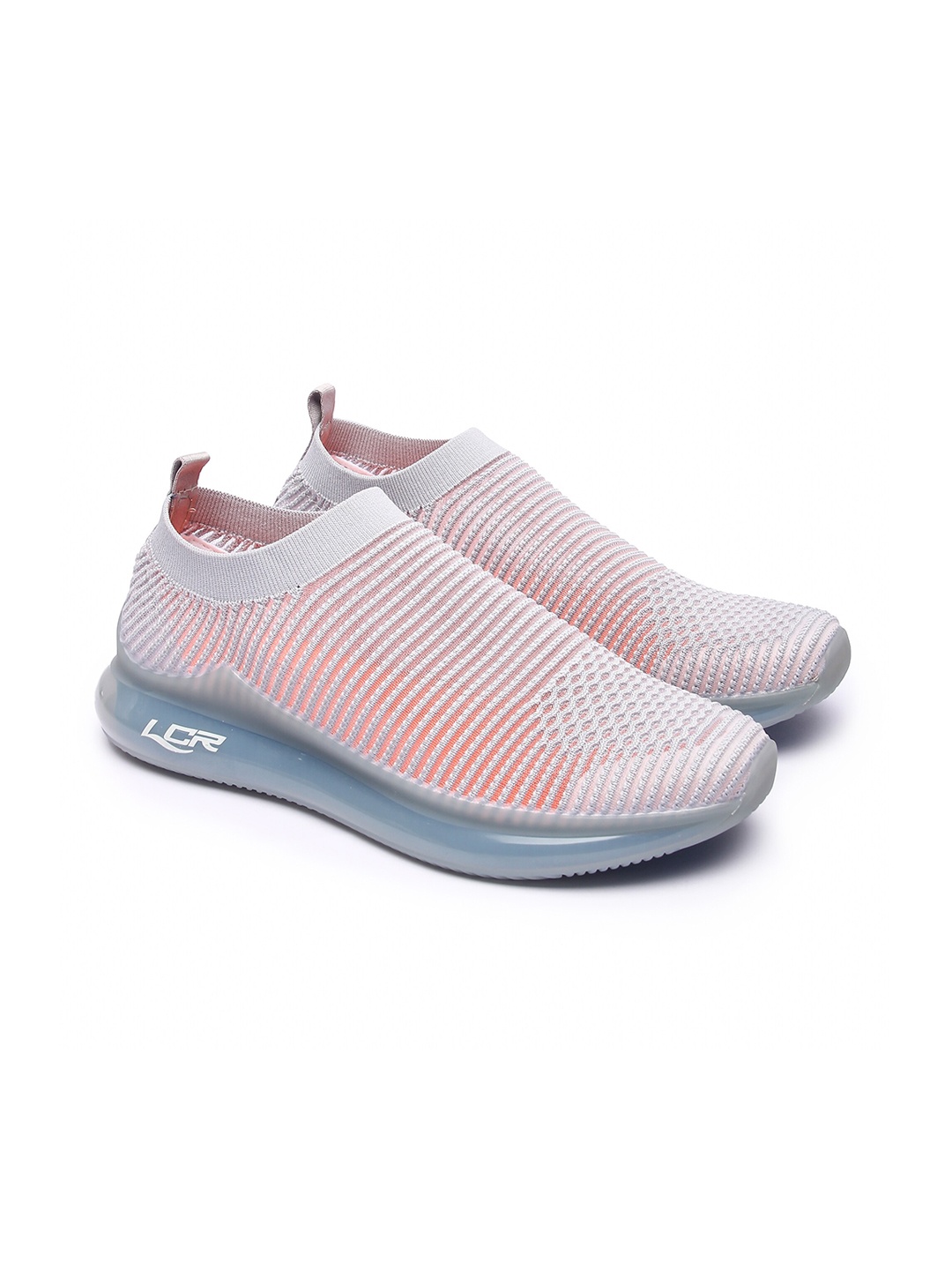 

Lancer Men Grey & Orange Textile Running Non-Marking Slip-On Shoes