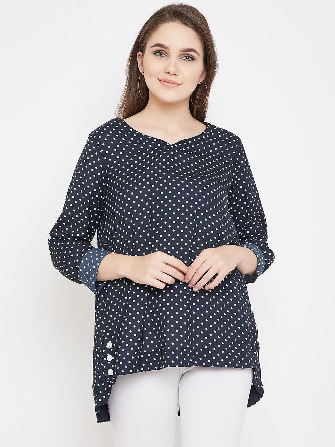 

Ruhaans Blue & reflecting pond Print Crepe Top