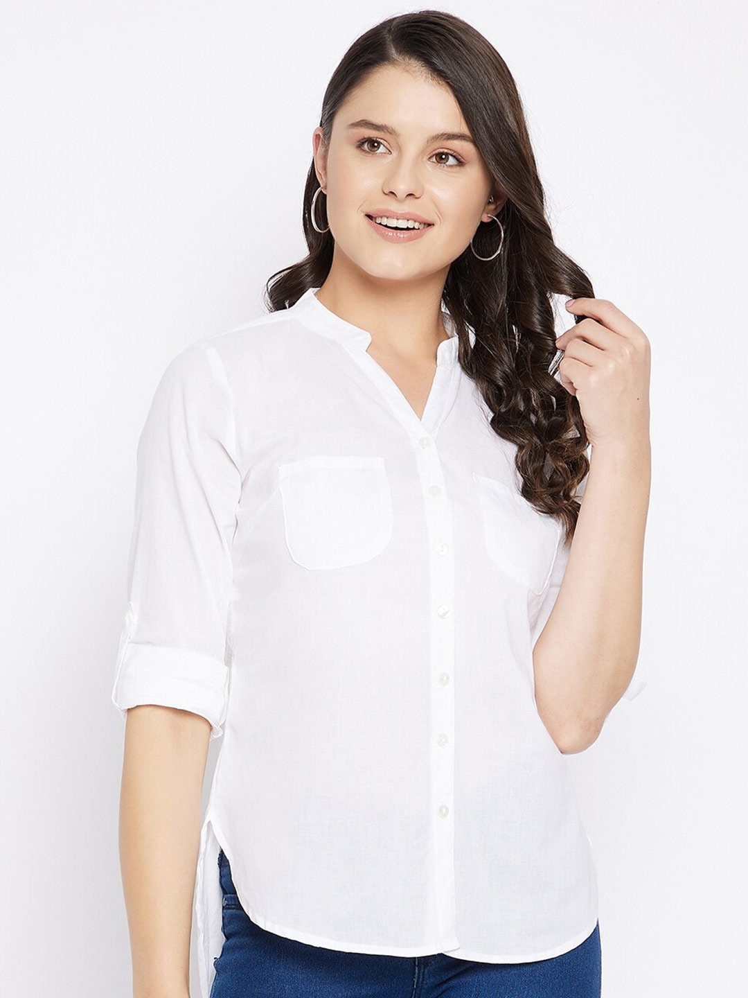 

Ruhaans Women White Classic Casual Shirt