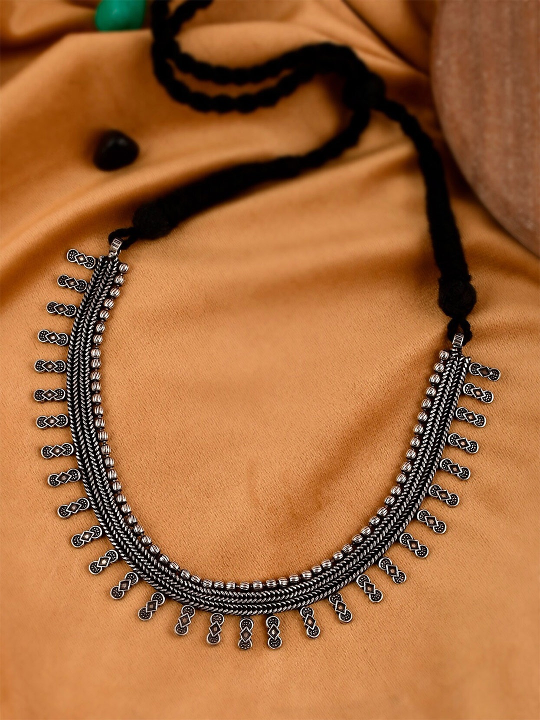 

Shoshaa Silver-Plated Oxidised Handcrafted Choker Necklace