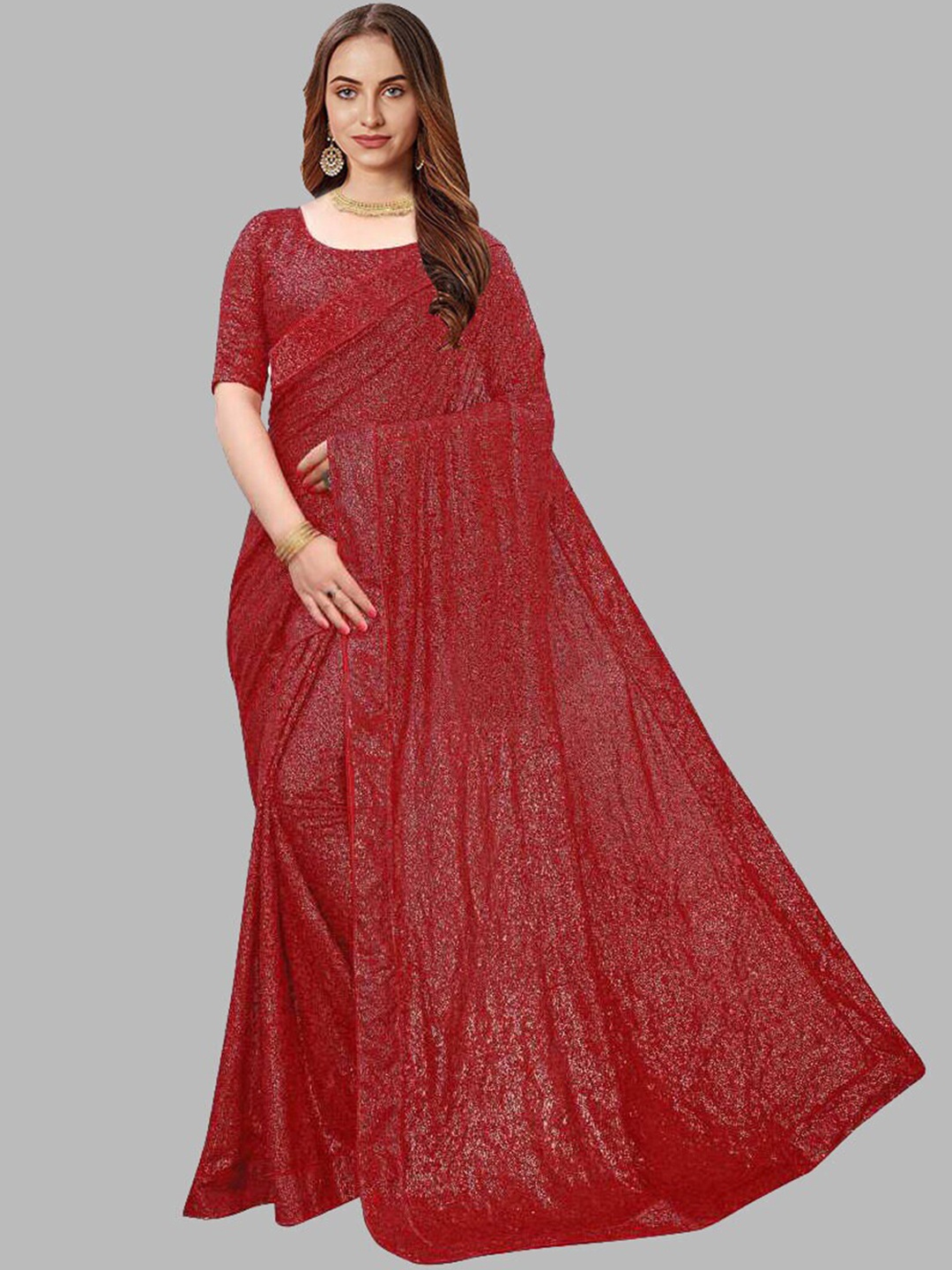 

Fashionuma Red Embellished Pure Georgette Saree