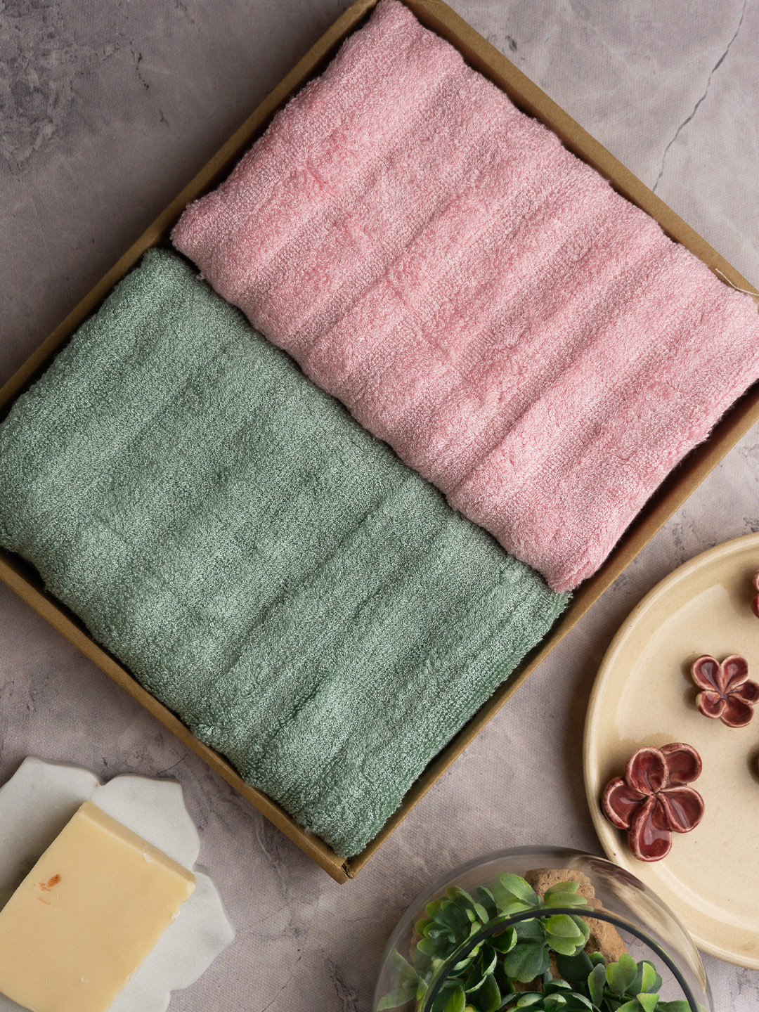 

MUSH Set Of 2 Olive Green Solid 600 GSM Ultra Soft & Eco Friendly Bamboo Hand Towel
