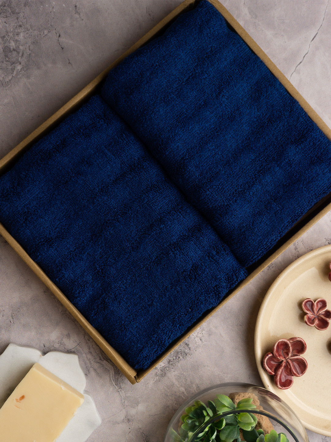 

MUSH Set Of 2 Navy Blue Ultra Soft & Eco Friendly Bamboo Hand Towel