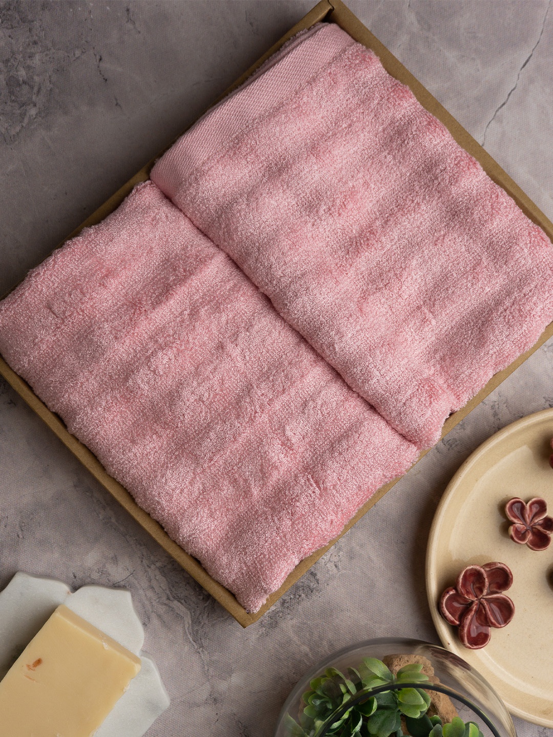 

MUSH Set of 2 Ultra Soft & Eco Friendly Bamboo Hand Towel, Pink