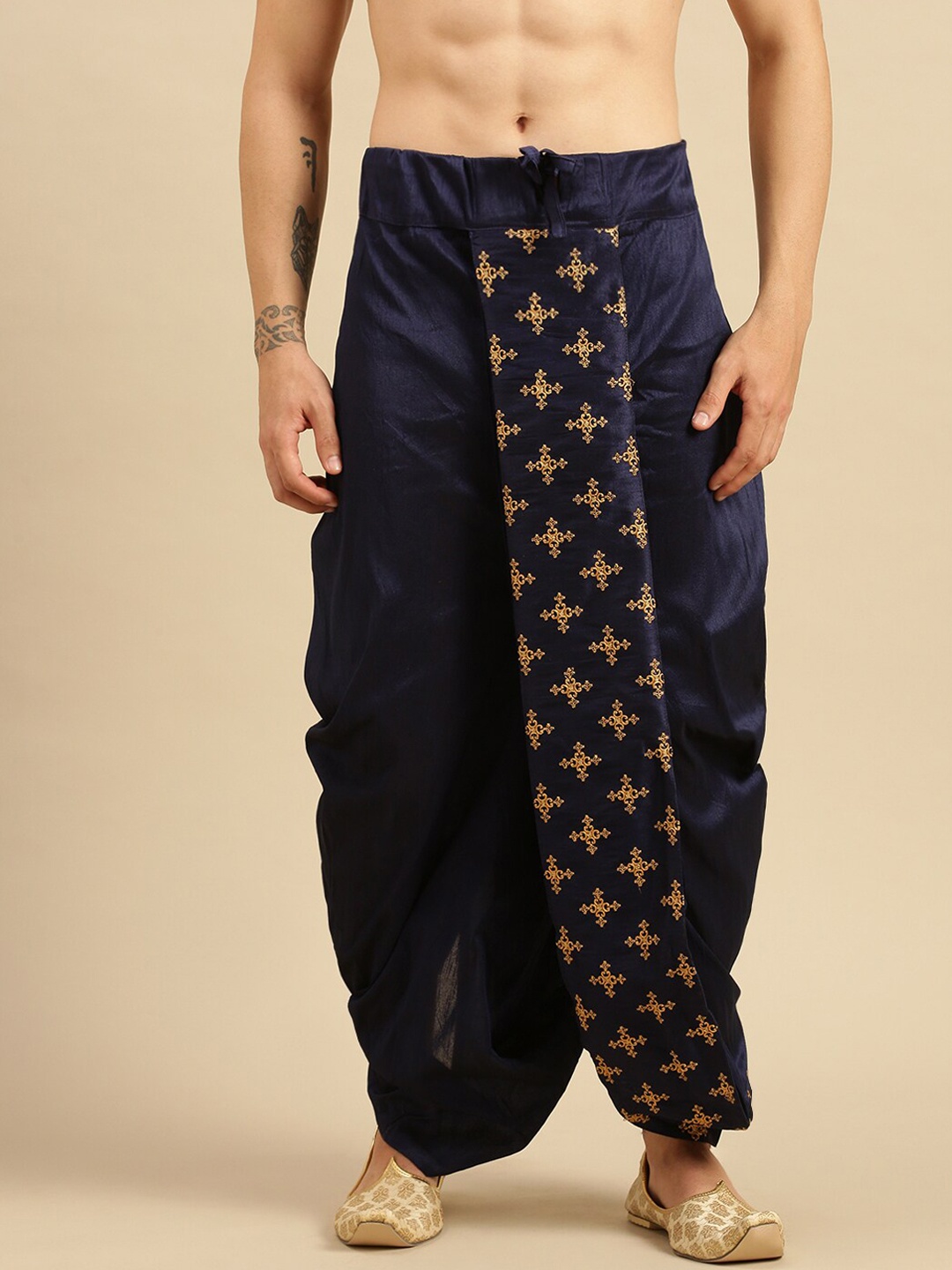 

Sanwara Men Blue & Gold-Coloured Embroidered Dhoti