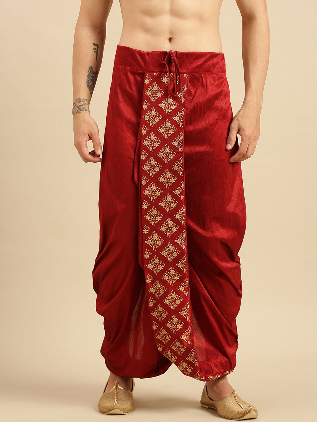 

Sanwara Men Red Embroidered Dhotis