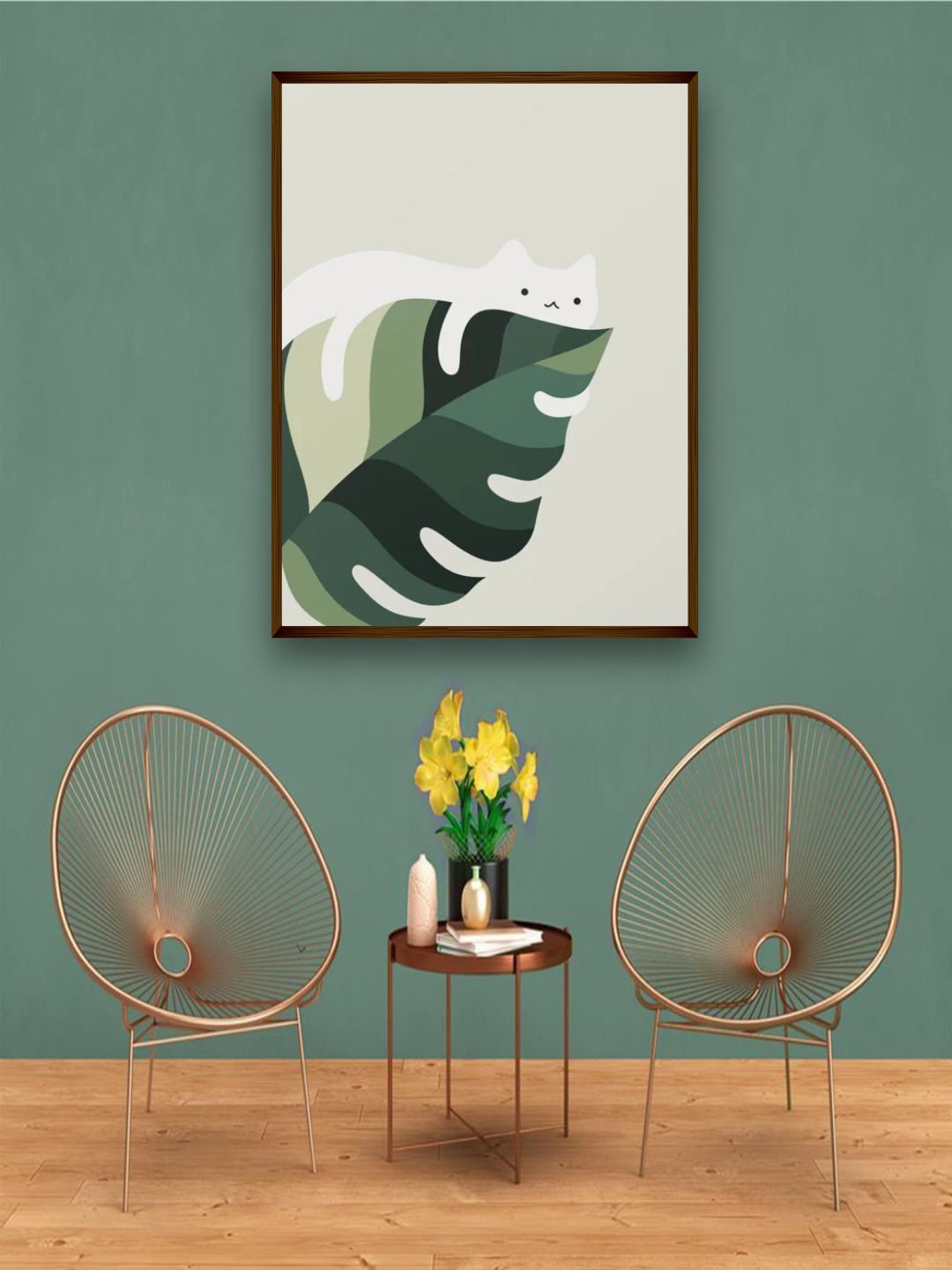 

The Art House Greem & Cream Toned Abstract Framed Wall Painting, Green