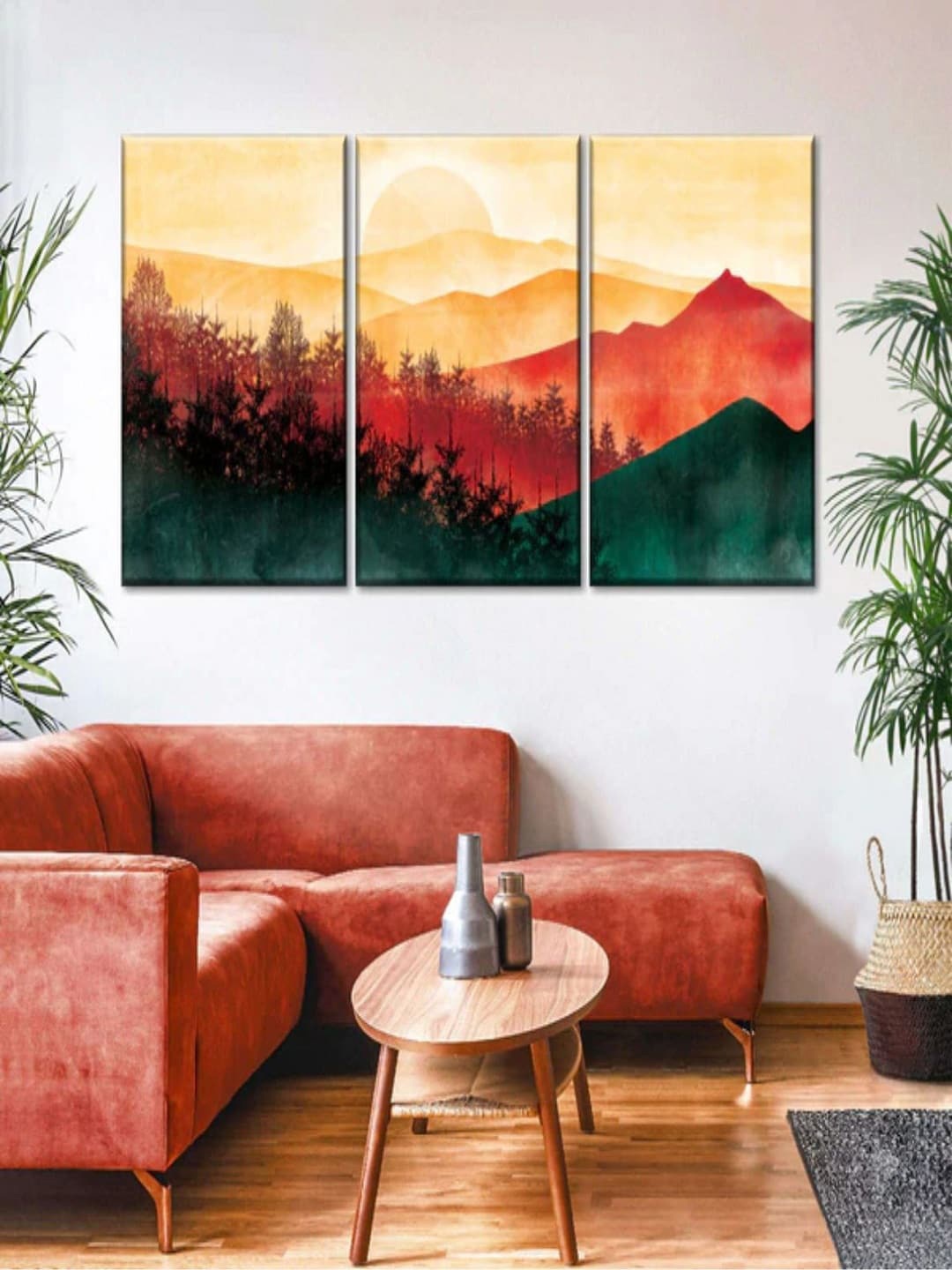 

The Art House Yellow & Green Mountains Painted Canvas Wall Art