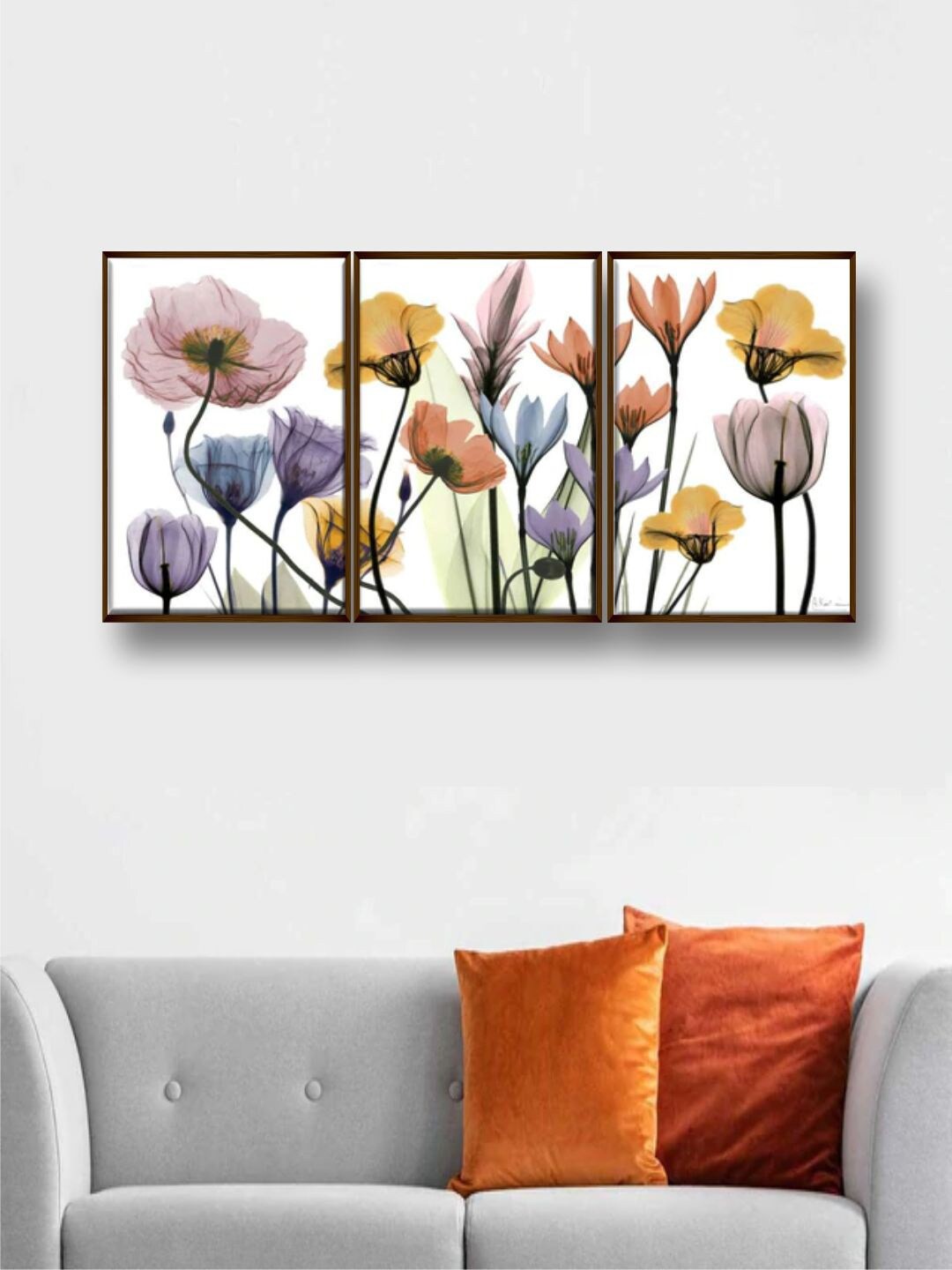 

The Art House Set Of 3 White & Blue Printed Abstract Painting Wall Art