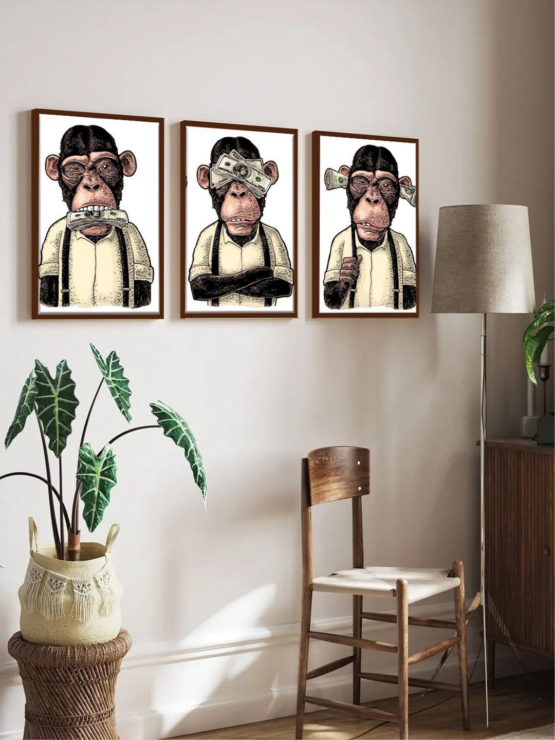 

The Art House Set of 3 Brown & Yellow Abstract Painting Wall Art