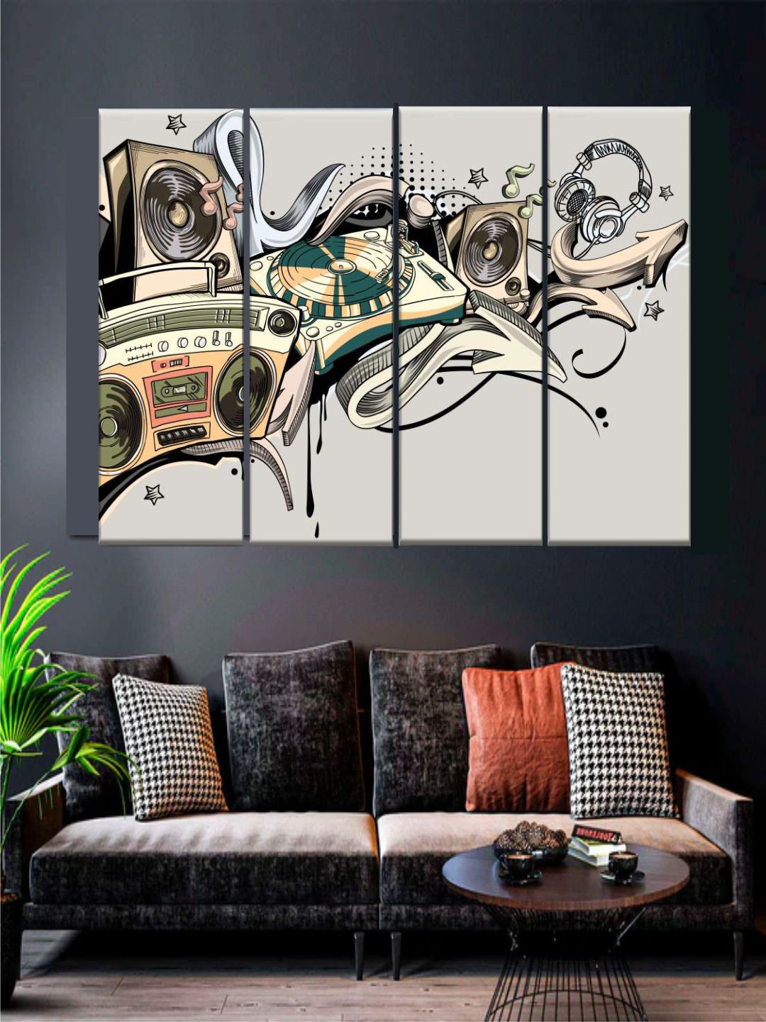 

The Art House Set of 4 Green & Cream Coloured Abstract Painting Wall Art
