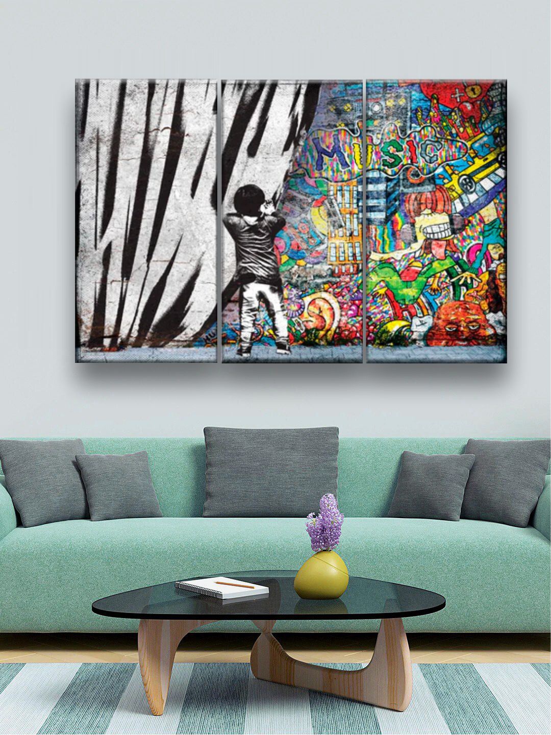 

The Art House Set Of 3 Multi-Colored Abstract Painting Frame Wall Art