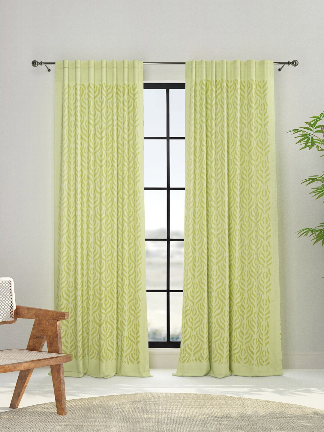 

Fabindia Green Embroidered Window Curtain