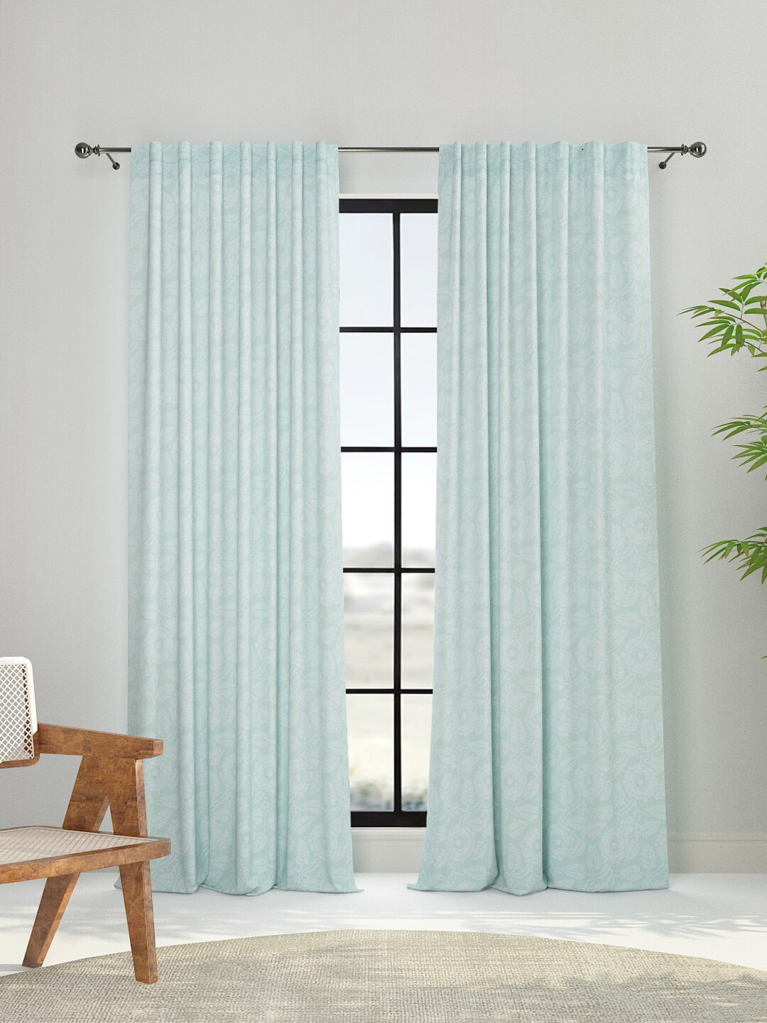 

Fabindia Blue Floral Window Curtain