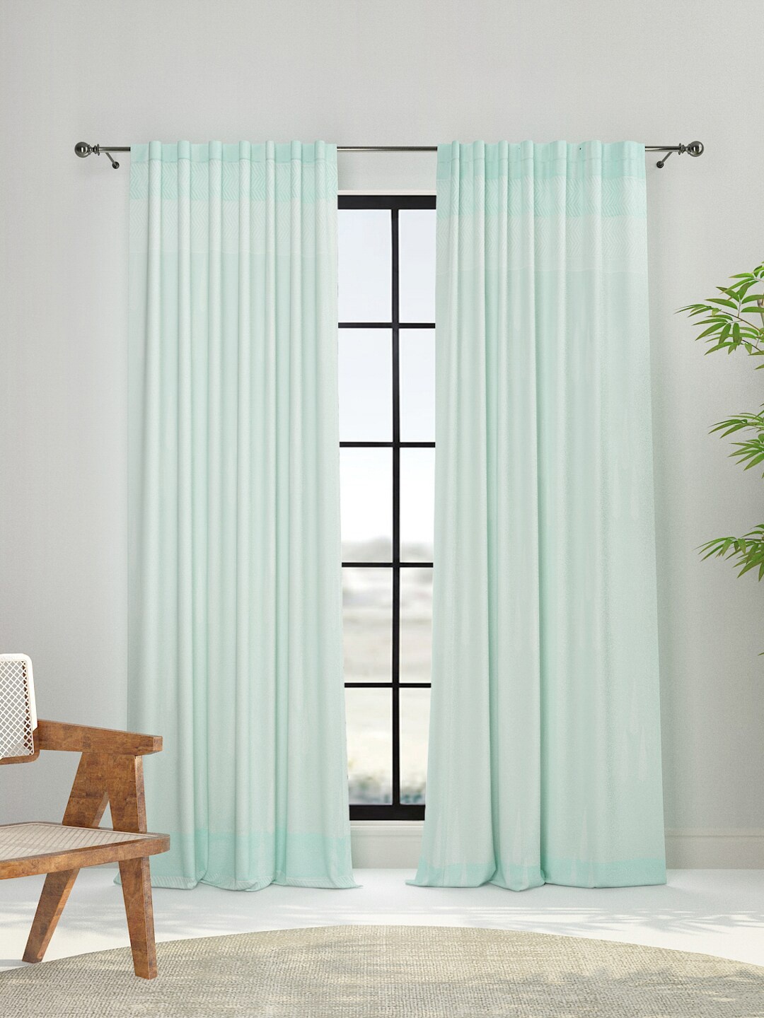 

Fabindia Teal Window Cotton Curtain