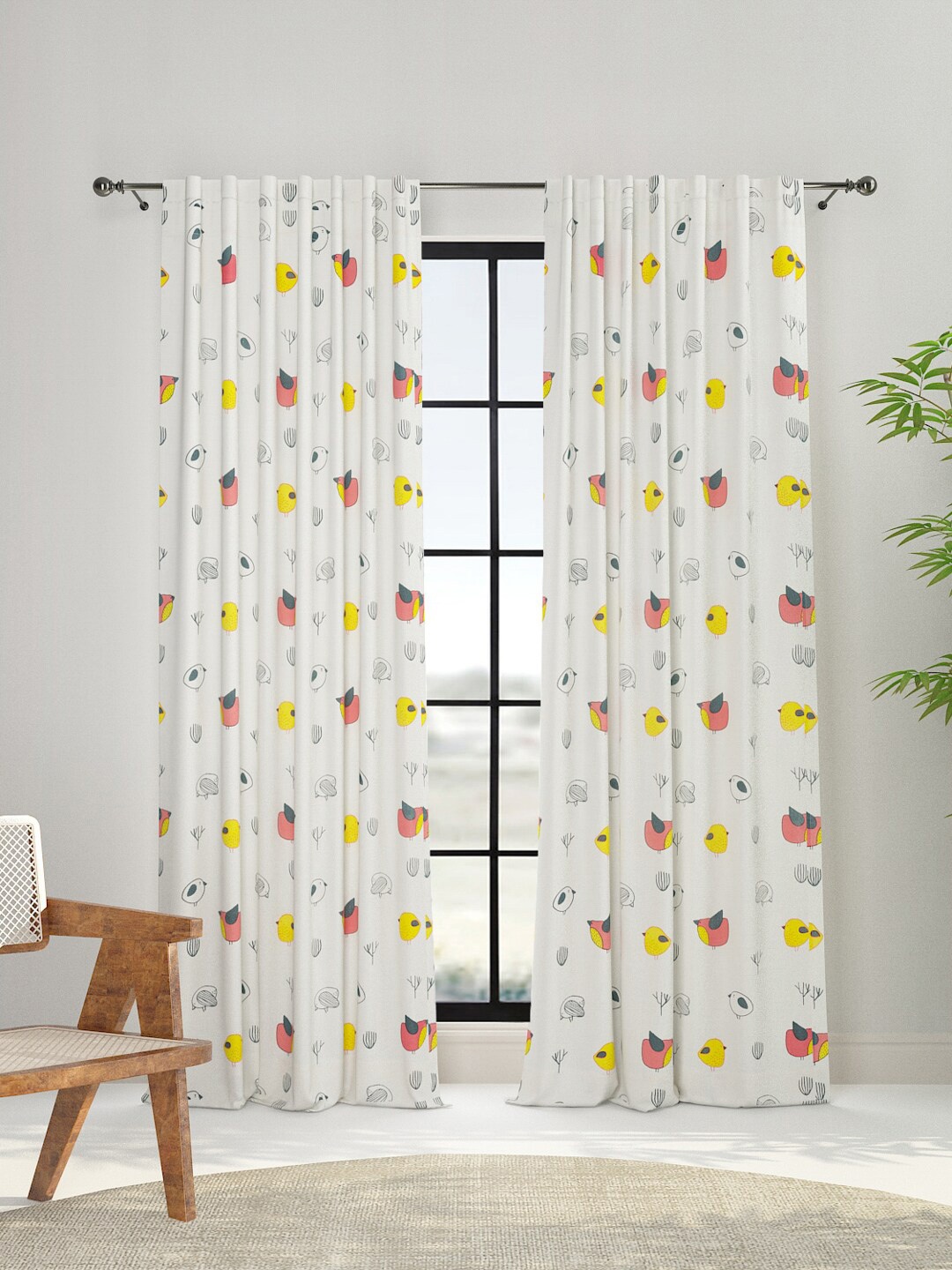 

Fabindia White & Pink Window Curtain