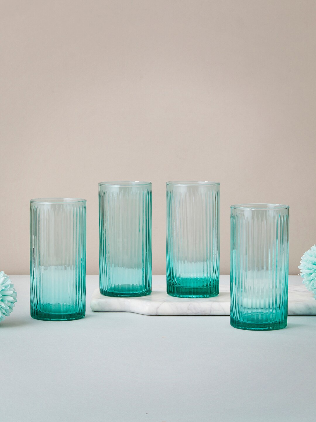 

Fabindia Green Set of 4 Glass Tumblers