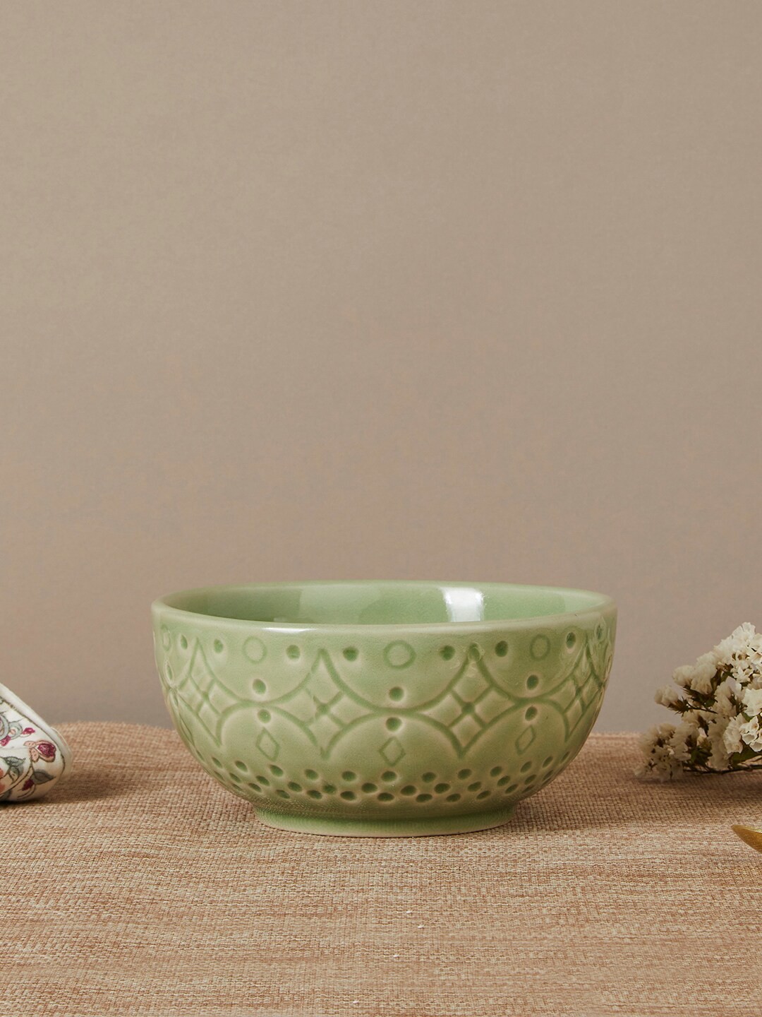 

Fabindia Green Textured Ceramic Haritah Serving Bowl