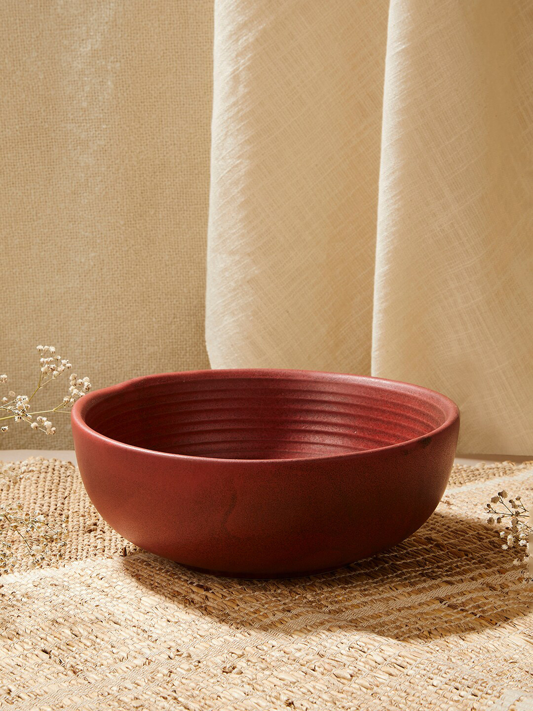 

Fabindia Red Solid Serving Bowl