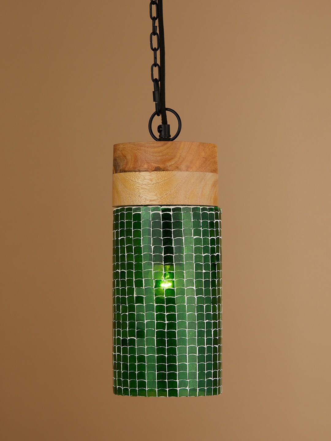 

Fabindia Green Mosaic Cylindrical Pendant Lamp