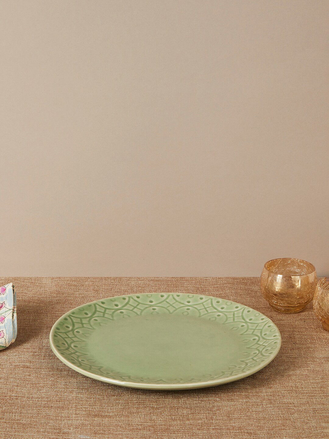 

Fabindia Green 1 Piece Printed Stoneware Matte Plates