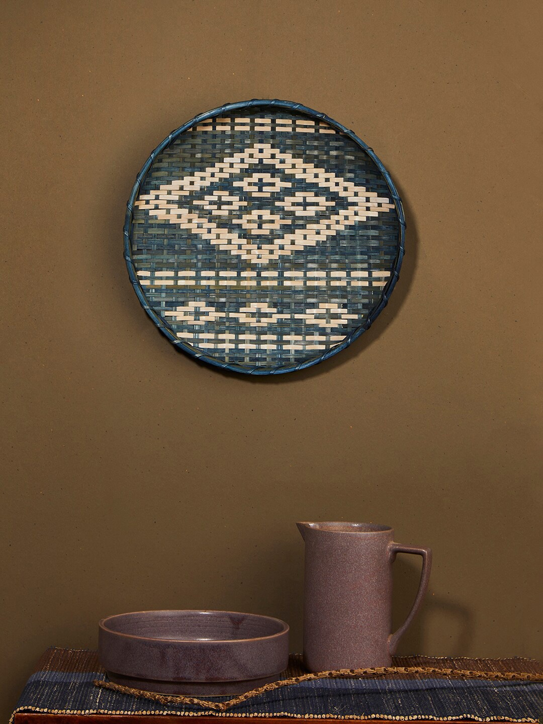 

Fabindia Blue & White Vetasi Maaya Cane Wall Art