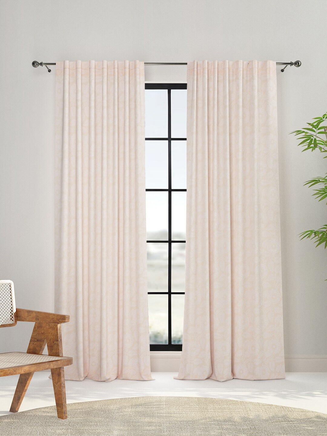 

Fabindia Red Striped Window Curtain