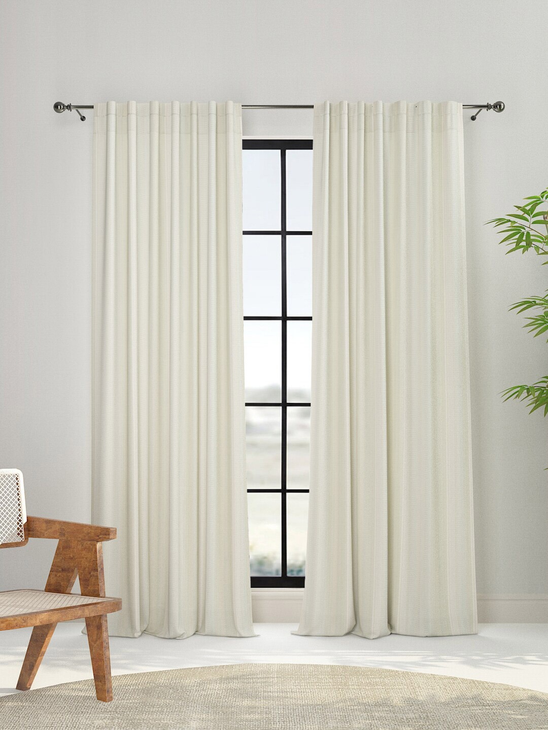 

Fabindia Teal & Off White Woven Design Window Curtain